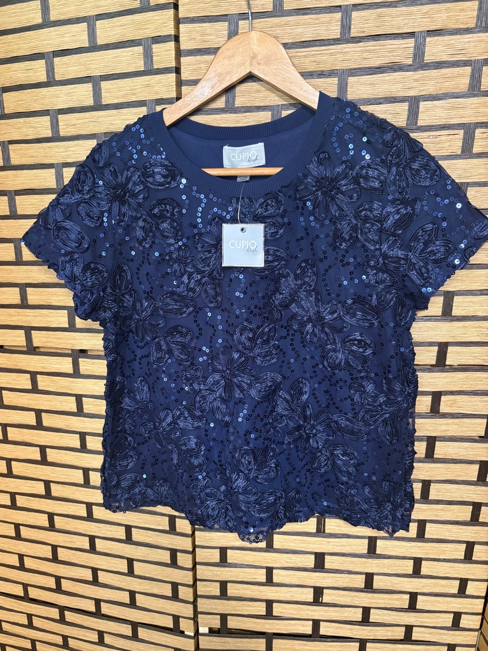 Cupio Blue Sequin‎ Top Size Medium